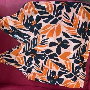 Old Navy Black and Orange Floral Women's Top